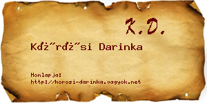 Kőrösi Darinka névjegykártya